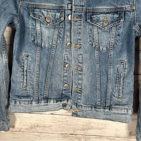 Lucky Brand Denim Cotton Stretch Jean Jacket Trucker Tomboy Pockets S - Picture 4 of 7